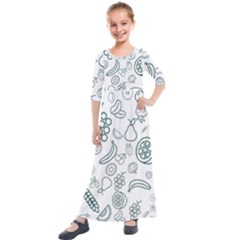 Fruit Material Design Transparent Kids  Quarter Sleeve Maxi Dress by Pakrebo