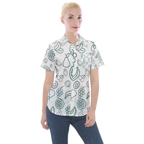 Fruit Material Design Transparent Women s Short Sleeve Pocket Shirt by Pakrebo