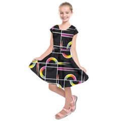 Background Abstract Semi Circles Kids  Short Sleeve Dress by Pakrebo