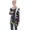 Background Abstract Semi Circles Longline Hooded Cardigan View1