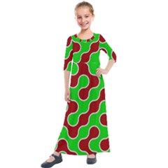 Paper Pattern Texture Parchment Kids  Quarter Sleeve Maxi Dress by Pakrebo