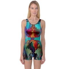 Background Sci Fi Fantasy Colorful One Piece Boyleg Swimsuit by Pakrebo