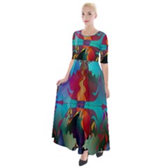 Background Sci Fi Fantasy Colorful Half Sleeves Maxi Dress