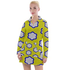 Flower Pattern Decorative Vintage Women s Long Sleeve Casual Dress