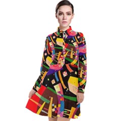 Kandinsky Composition X Long Sleeve Chiffon Shirt Dress by impacteesstreetwearthree