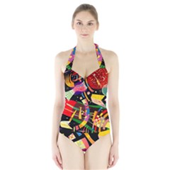 Kandinsky Composition X Halter Swimsuit by impacteesstreetwearthree