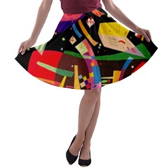 Kandinsky Composition X A-line Skater Skirt by impacteesstreetwearthree