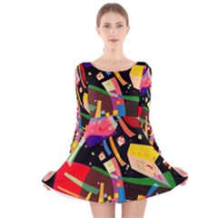 Kandinsky Composition X Long Sleeve Velvet Skater Dress by impacteesstreetwearthree