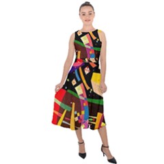 Kandinsky Composition X Midi Tie-back Chiffon Dress by impacteesstreetwearthree