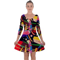 Kandinsky Composition X Quarter Sleeve Skater Dress by impacteesstreetwearthree