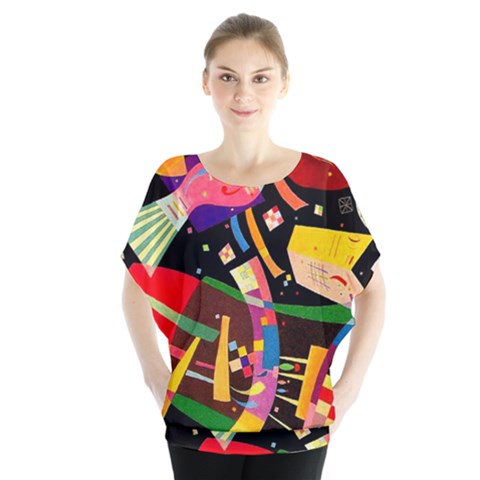 Kandinsky Composition X Batwing Chiffon Blouse by impacteesstreetwearthree