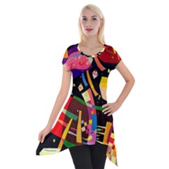 Kandinsky Composition X Short Sleeve Side Drop Tunic by impacteesstreetwearthree