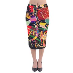 Kandinsky Composition X Velvet Midi Pencil Skirt by impacteesstreetwearthree