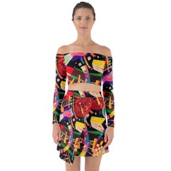 Kandinsky Composition X Off Shoulder Top With Skirt Set by impacteesstreetwearthree