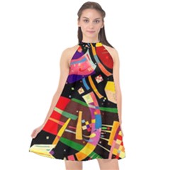 Kandinsky Composition X Halter Neckline Chiffon Dress  by impacteesstreetwearthree