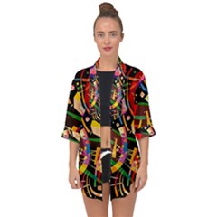 Kandinsky Composition X Open Front Chiffon Kimono by impacteesstreetwearthree