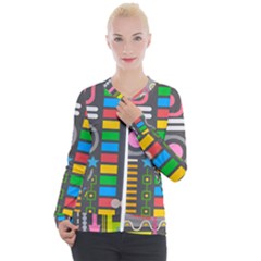 Abstract Background Colors Shapes Casual Zip Up Jacket