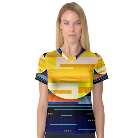 Background Abstract Horizon V-neck Sport Mesh Tee by Pakrebo