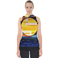 Background Abstract Horizon Mock Neck Shell Top by Pakrebo