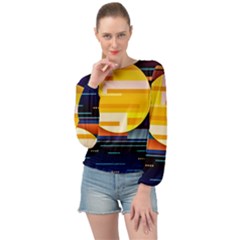 Background Abstract Horizon Banded Bottom Chiffon Top