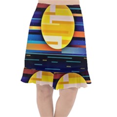 Background Abstract Horizon Fishtail Chiffon Skirt