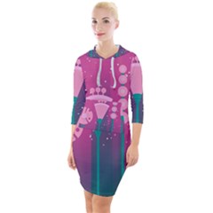 Floral Flowers Abstract Pink Quarter Sleeve Hood Bodycon Dress by Pakrebo