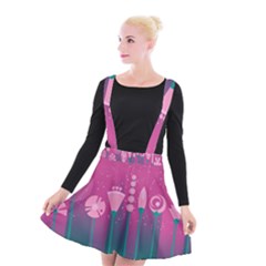 Floral Flowers Abstract Pink Suspender Skater Skirt