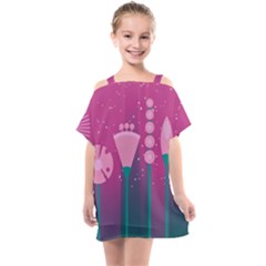 Floral Flowers Abstract Pink Kids  One Piece Chiffon Dress