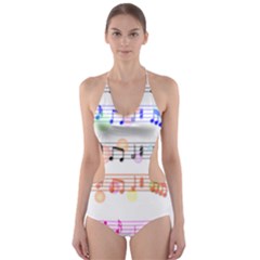 Music Background Music Note Cut-out One Piece Swimsuit by Pakrebo