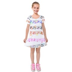 Music Background Music Note Kids  Short Sleeve Velvet Dress by Pakrebo