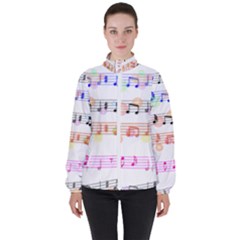 Music Background Music Note Women s High Neck Windbreaker by Pakrebo