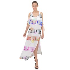 Music Background Music Note Maxi Chiffon Cover Up Dress by Pakrebo