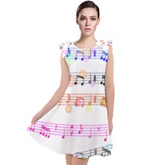 Music Background Music Note Tie Up Tunic Dress by Pakrebo