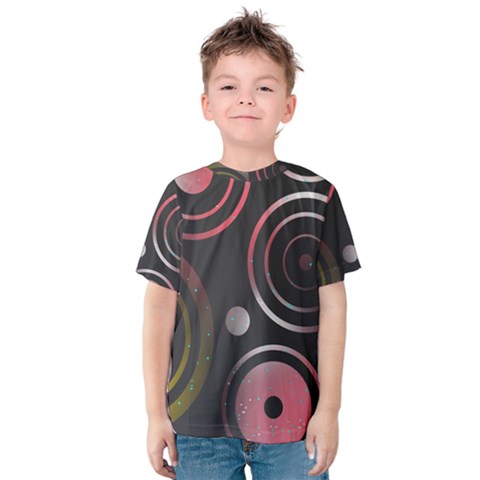 Circles Pinks Yellows Design Kids  Cotton Tee by Pakrebo