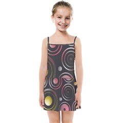 Circles Pinks Yellows Design Kids  Summer Sun Dress by Pakrebo