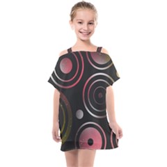 Circles Pinks Yellows Design Kids  One Piece Chiffon Dress by Pakrebo