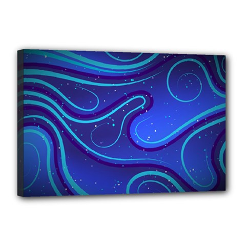 Wavy Abstract Blue Canvas 18  X 12  (stretched) by Pakrebo