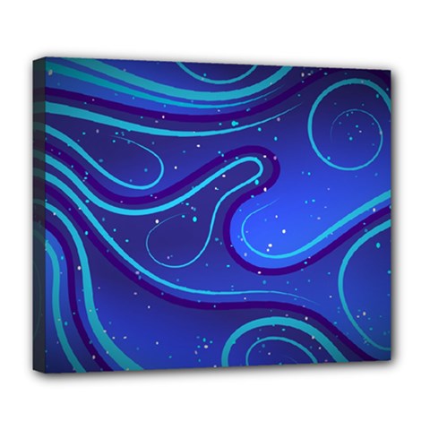 Wavy Abstract Blue Deluxe Canvas 24  X 20  (stretched) by Pakrebo