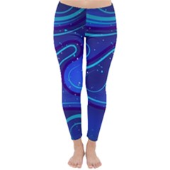 Wavy Abstract Blue Classic Winter Leggings by Pakrebo