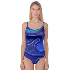 Wavy Abstract Blue Camisole Leotard  by Pakrebo