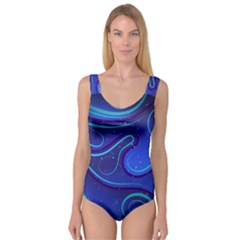 Wavy Abstract Blue Princess Tank Leotard  by Pakrebo