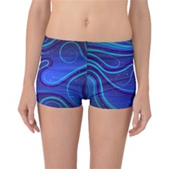 Wavy Abstract Blue Boyleg Bikini Bottoms by Pakrebo