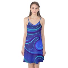 Wavy Abstract Blue Camis Nightgown by Pakrebo