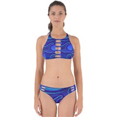 Wavy Abstract Blue Perfectly Cut Out Bikini Set by Pakrebo