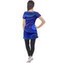 Wavy Abstract Blue Puff Sleeve Tunic Top View2