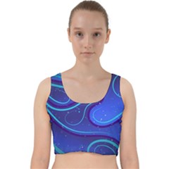 Wavy Abstract Blue Velvet Racer Back Crop Top by Pakrebo