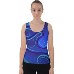 Wavy Abstract Blue Velvet Tank Top by Pakrebo