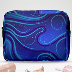 Wavy Abstract Blue Make Up Pouch (large) by Pakrebo