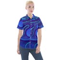 Wavy Abstract Blue Women s Short Sleeve Pocket Shirt View1