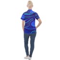 Wavy Abstract Blue Women s Short Sleeve Pocket Shirt View2